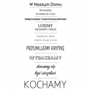 Napis na ścianę z zasadami naklejka 100x50cm wybór koloru - W naszym domu 168 - Dekoracje domu Napis na ścianę z zasadami naklejka 100x50cm wybór koloru - W naszym domu 168 - Dekoracje domu - miniaturka - grafika 1