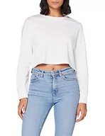 Swetry damskie - Build Your Brand Damska bluza damska Terry Cropped Crew, sweter dla kobiet, dostępny w kolorze czarnym lub białym, rozmiary XS - 5XL, biały, XL - miniaturka - grafika 1