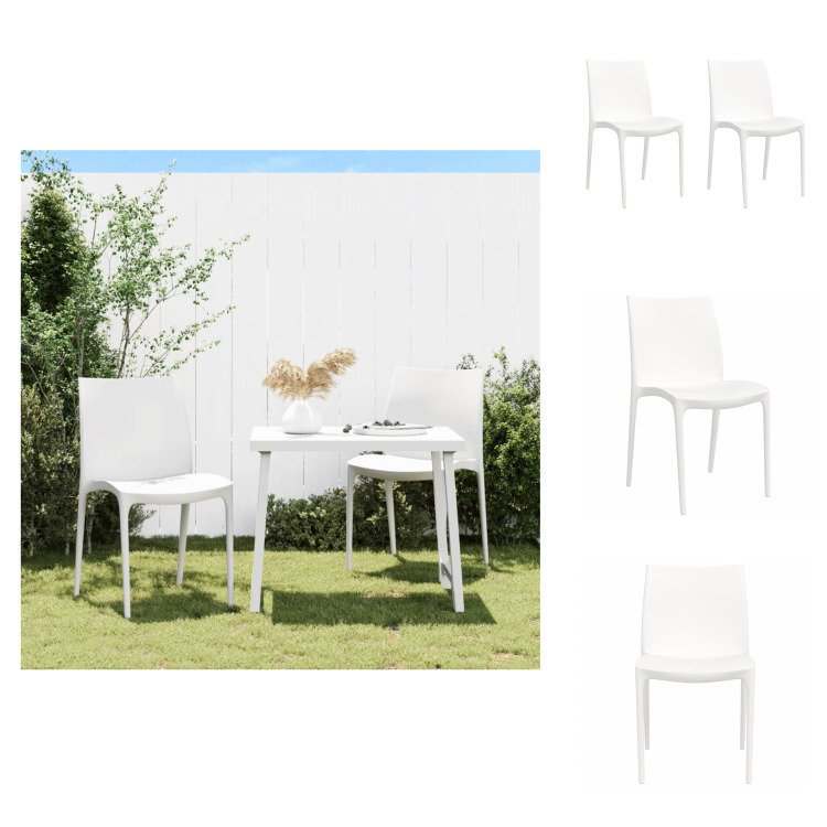 vidaXL Krzesła ogrodowe 2 szt. Biały 50x46x80 cm Polipropylen - Krzesła ogrodowe