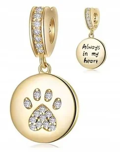 Charms złoty ŁAPA ŁAPKA WIERNOŚĆ zawieszka srebro pozłacane C580 - Wisiorki - miniaturka - grafika 1