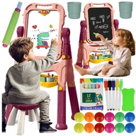 Tablice dla dzieci - Tablica Edukacyjna Dwustronna Kredowa Magnetyczna z Akcesoriami - Różowa Z745R - miniaturka - grafika 1