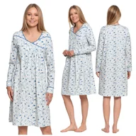 Bielizna nocna - KOSZULA NOCNA UROCZA W KWIATY PIŻAMA DAMSKA Z DŁUGIM RĘKAWEM MORAJ 4XL - miniaturka - grafika 1