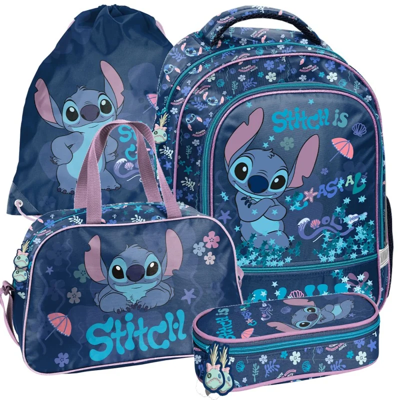 ZESTAW szkolny PLECAK piórnik torba Lilo i Stitch Coastal Cool 4 Elementy