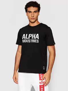 Koszulki męskie - Alpha Industries T-Shirt Camo Print 156513 Czarny Regular Fit - grafika 1