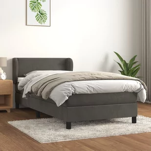 Łóżko kontynentalne z materacem, ciemnoszary aksamit, 90x200 cm Lumarko - Łóżka - miniaturka - grafika 1