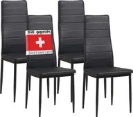 Krzesła - Krzesła do jadalni Albatros MILANO zestaw 4 sztuk, czarne - tapicerowane krzesło z pokryciem z imitacji skóry, nowoczesny stylowy design przy stole jadalnym - krzesło kuchenne lub krzesło do jadalni o dużej nośności: 110 kg - miniaturka - grafika 1