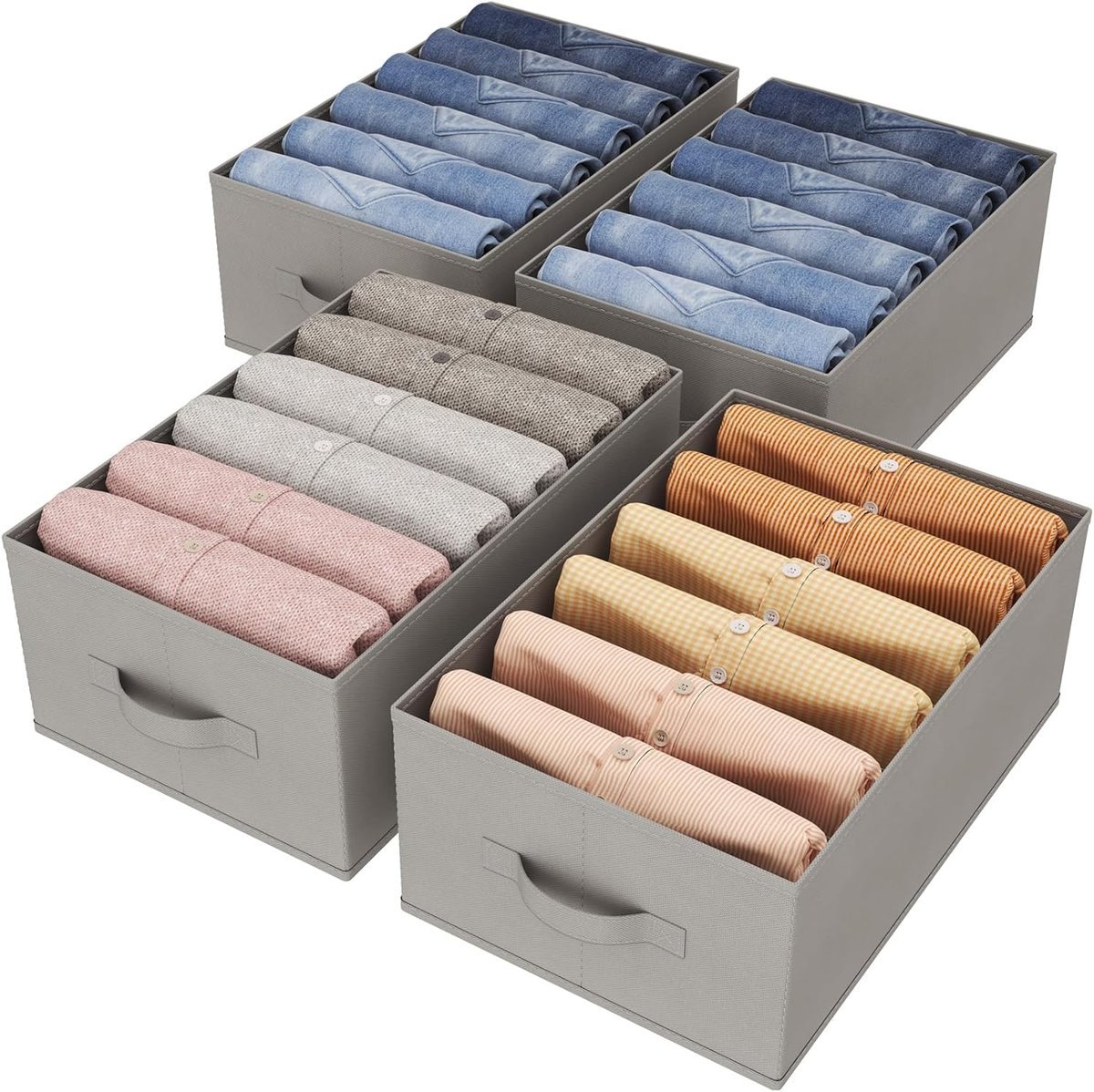 Lifewit Organizer do Szafy na Ubrania, Organizery na Jeansy do Szafy z 6-Komorową Składaną Szufladą na Ubrania, 42 x 27 x 17cm na Spodnie, Koszulki,..