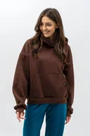 Bluzy damskie - Bluza z kapturem ciepła ,,DUYGU czekolada - miniaturka - grafika 1