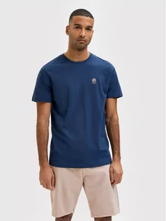 Koszulki męskie - Selected Homme T-Shirt Wilder 16084685 Granatowy Regular Fit - grafika 1
