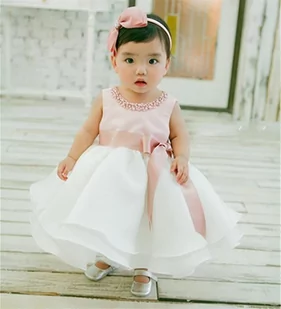 Slowmoose Przyjęcie urodzinowe z długim rękawem - Suknia Różowy+biały 3M - Bluzki dla niemowląt - miniaturka - grafika 1