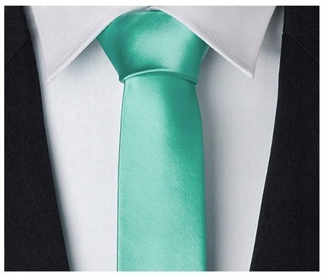 MIĘTOWY Gładki Krawat WĄSKI 6cm SATYNA gjs74