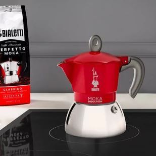 Bialetti Kawiarka New Moka Induction 2 filiżanki Czerwona 7193-uniw - Zaparzacze i kawiarki - miniaturka - grafika 1