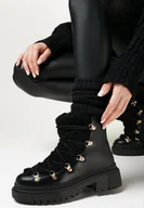 Botki damskie - Czarne Traperki Rema - miniaturka - grafika 1