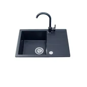 Zlewozmywaki - Zestaw zlewozmywak granitowy Metro 1 komora krótki ociekacz graphite rock 62 x 44 x 19,5 Miló - miniaturka - grafika 1