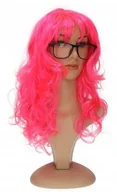 Dodatki do strojów karnawałowych - PERUKA DŁUGA FALOWANA RÓŻOWA - miniaturka - grafika 1