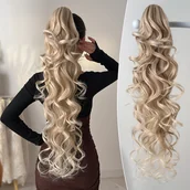 Pozostałe akcesoria fryzjerskie - TEMU Koński Ogon z Włosów Syntetycznych Ombre Czarny-Brązowy 28 Cali Długie Fale Ciała, Termoodporne, Do Użytku Codziennego i na Imprezę dla Kobiet i - miniaturka - grafika 1