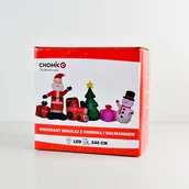 Ozdoby bożonarodzeniowe - Dmuchany Mikołaj z choinką i bałwankiem dł. 240 cm - miniaturka - grafika 1