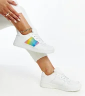 Sneakersy damskie - Białe sneakersy z kolorem na platformie Asmarina-39 - miniaturka - grafika 1
