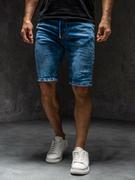 Spodenki męskie - Granatowe krótkie spodenki jeansowe męskie Denley TF183A1 - miniaturka - grafika 1