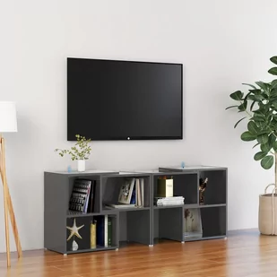 vidaXL Szafka pod telewizor, szara, wysoki połysk, 104x30x52 cm - Szafki RTV - miniaturka - grafika 1