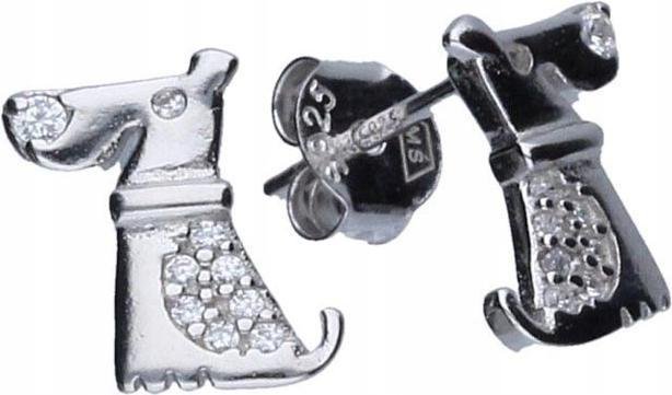 Srebrne kolczyki 925 sztyft pieski z cyrkoniami wyjątkowe wkrętki prezent