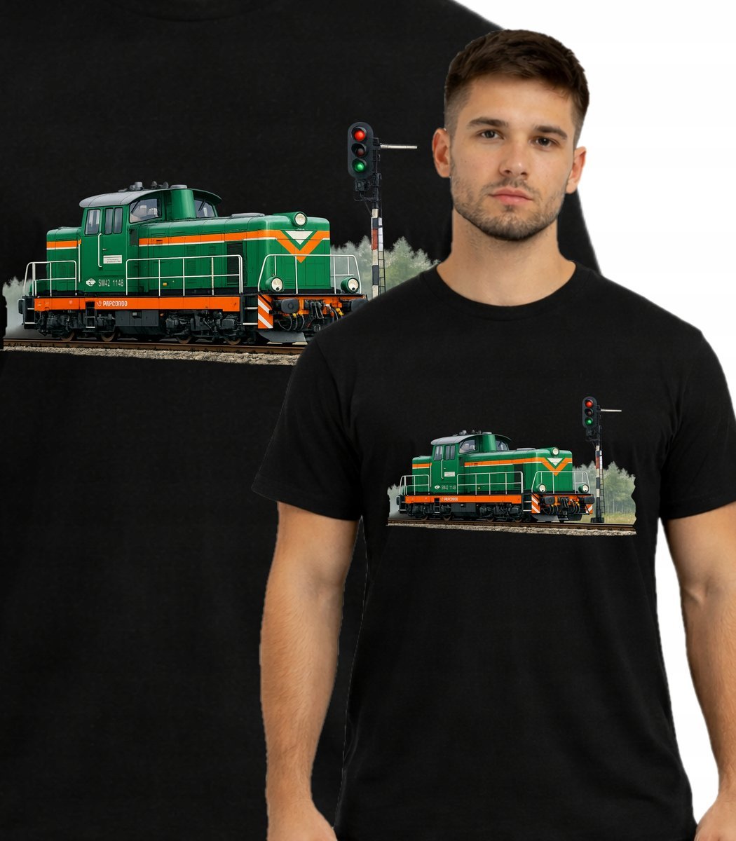 LOKOMOTYWA SM42 STONKA PKP KOSZULKA T-SHIRT CZARNY PREMIUM L
