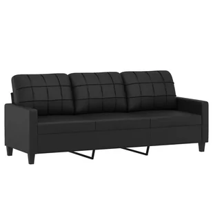 3-osobowa sofa, czarna, 180 cm, obita sztuczną skórą Lumarko! - Sofy i kanapy 3-osobowa sofa, czarna, 180 cm, obita sztuczną skórą Lumarko! - Sofy i kanapy - miniaturka - grafika 3