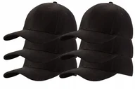 Czapki i chusty sportowe męskie - ZESTAW 6 SZTUK CZAPKA Z DASZKIEM BEJSBOLÓWKA 100% COTTON Czarne - miniaturka - grafika 1