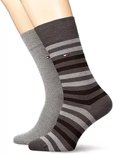 Tommy Hilfiger TH Mężczyźni Duo Stripe Sock 2P Skarpety - Mężczyźni, Szary (Middle Grey Melange), 43/46 EU - Skarpetki męskie - miniaturka - grafika 1