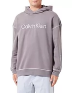 Bluzy męskie - Calvin Klein Męska bluza z kapturem L/S Heavy weight, Grafitowy szary, M - miniaturka - grafika 1
