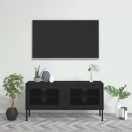 Szafki RTV - vidaXL Szafka pod telewizor czarna 105x35x50 cm stalowa 336241 - miniaturka - grafika 1