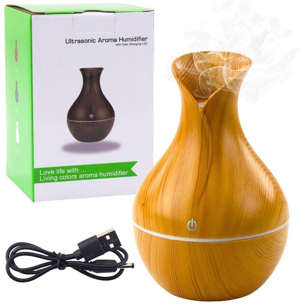 Nawilżacz Powietrza Dyfuzor Aromaterapia Imitacja Drewna 130ml