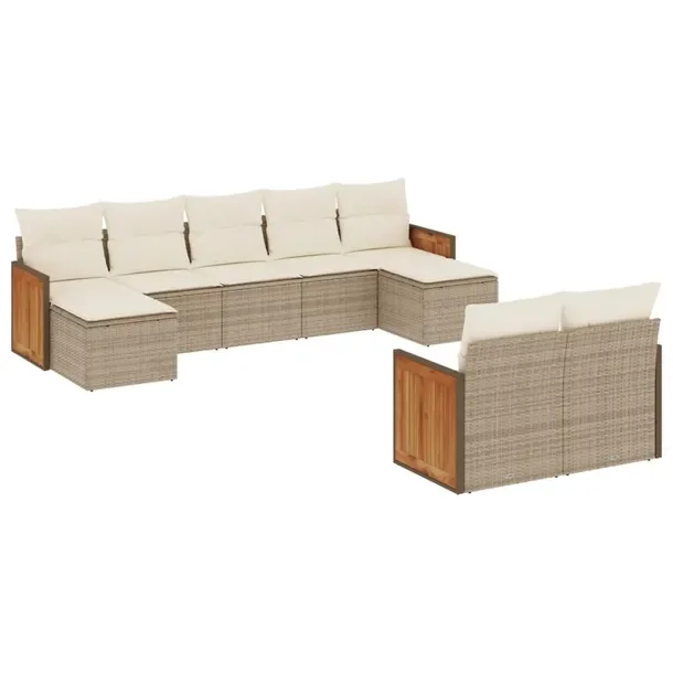 Zestaw mebli ogrodowych modułowych beżowy, rattan PE, wymiary 55x62x69 cm