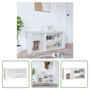 The Living Store Stojak na buty Biały 100x35x45 cm Materiał drewnopochodny - Szafki na buty - miniaturka - grafika 1