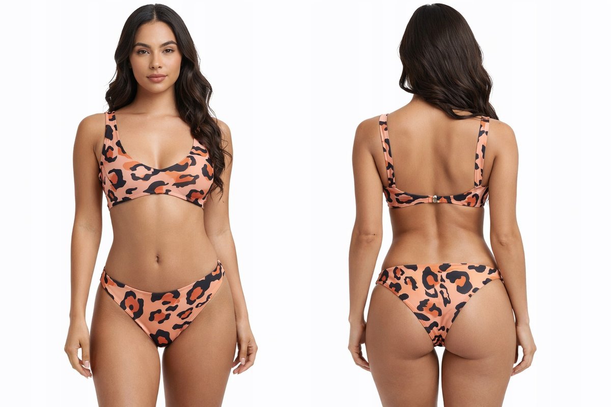 STRÓJ KĄPIELOWY DAMSKI BIKINI PANTERKA MODNY KOMPLET 2-CZĘŚCIOWY