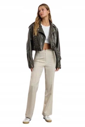 TRENDYOL ELEGANCKIE PROSTE SPODNIE W BEŻOWYM KOLORZE 42 5AA