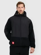 Bluzy męskie - 4F Polar sherpa loose z kapturem męski - czarny XL - miniaturka - grafika 1