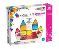 Klocki - klocki magnetyczne z luterkami i brokatem Stardust 15 elementów Magna Tiles - miniaturka - grafika 1