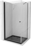 Kabiny prysznicowe - Mexen Pretoria kabina prysznicowa uchylna 90x110 cm, transparent, czarna + brodzik Flat, czarny - 852-090-110-70-00-4070B - miniaturka - grafika 1