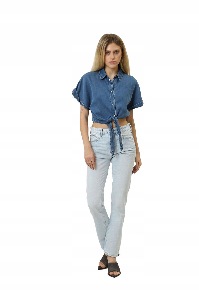 PEPE JEANS JEANSY DAMSKIE BŁĘKITNE WYSOKI STAN BAWEŁNA 27/30 2DA