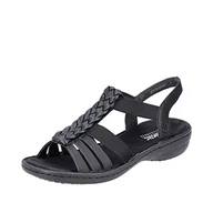 Moda i Uroda OUTLET - Rieker Damskie sandały 60809, czarny, 36 EU - miniaturka - grafika 1