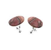 Spinki do mankietów i krawatów - Spinki do mankietów Rodochrozyt (S348) Srebro [925] - miniaturka - grafika 1