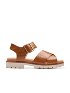 Sandały damskie - Clarks Skórzane sandały "Orinoco Cross" w kolorze jasnobrązowym - miniaturka - grafika 1