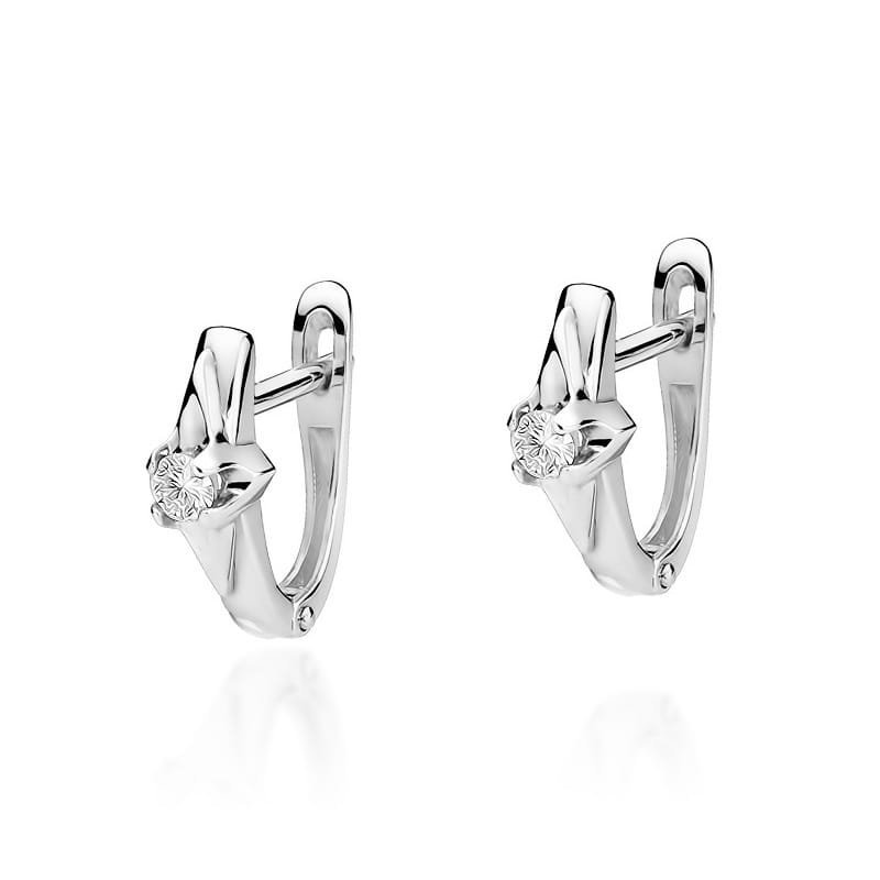Złote kolczyki Diament 2 x 0,10ct białe złoto pr. 585
