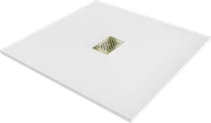 Brodziki prysznicowe - Mexen Hugo brodzik kwadratowy SMC 100 x 100 cm, biały, maskownica złota - 42101010-G - miniaturka - grafika 1
