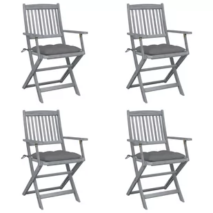 vidaXL Lumarko Składane krzesła ogrodowe, 4 szt., poduszki, drewno akacjowe 3064525 - Fotele i krzesła ogrodowe - miniaturka - grafika 1