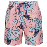 Spodenki damskie - Ben Sherman Męskie szorty kąpielowe w kolorze jasnoróżowym średniej długości, pogrubione kąpielówki z nadrukiem paisley, różowy, S - miniaturka - grafika 1