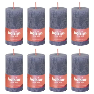 Bolsius Rustykalne świece pieńkowe, 8 szt., 100 x 50 mm, niebieskie Sfeerpunt - Świece - miniaturka - grafika 1