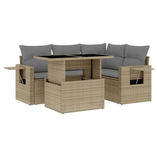 Zestaw mebli ogrodowych modułowych beżowy rattan PE, wymiary 62x62x69 cm