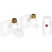 Zawory i kraniki - Mexen G00 zestaw termostatyczny kątowy z maskownicą S, biały - W901-900-909-20 - miniaturka - grafika 1